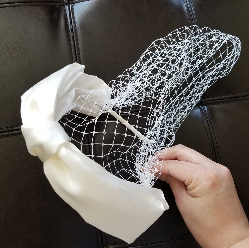 ❗Mrs. Maisel Style Vintage White Bow Veil Fascinator Headband❗